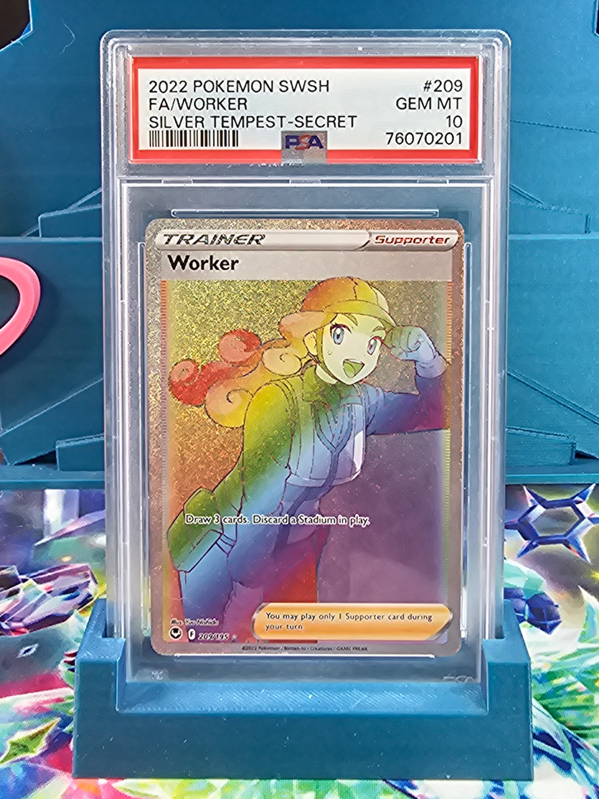 2022 Pokémon SWSH FA/Worker Trainer Silver Tempest - Secret PSA Gem Mint 10