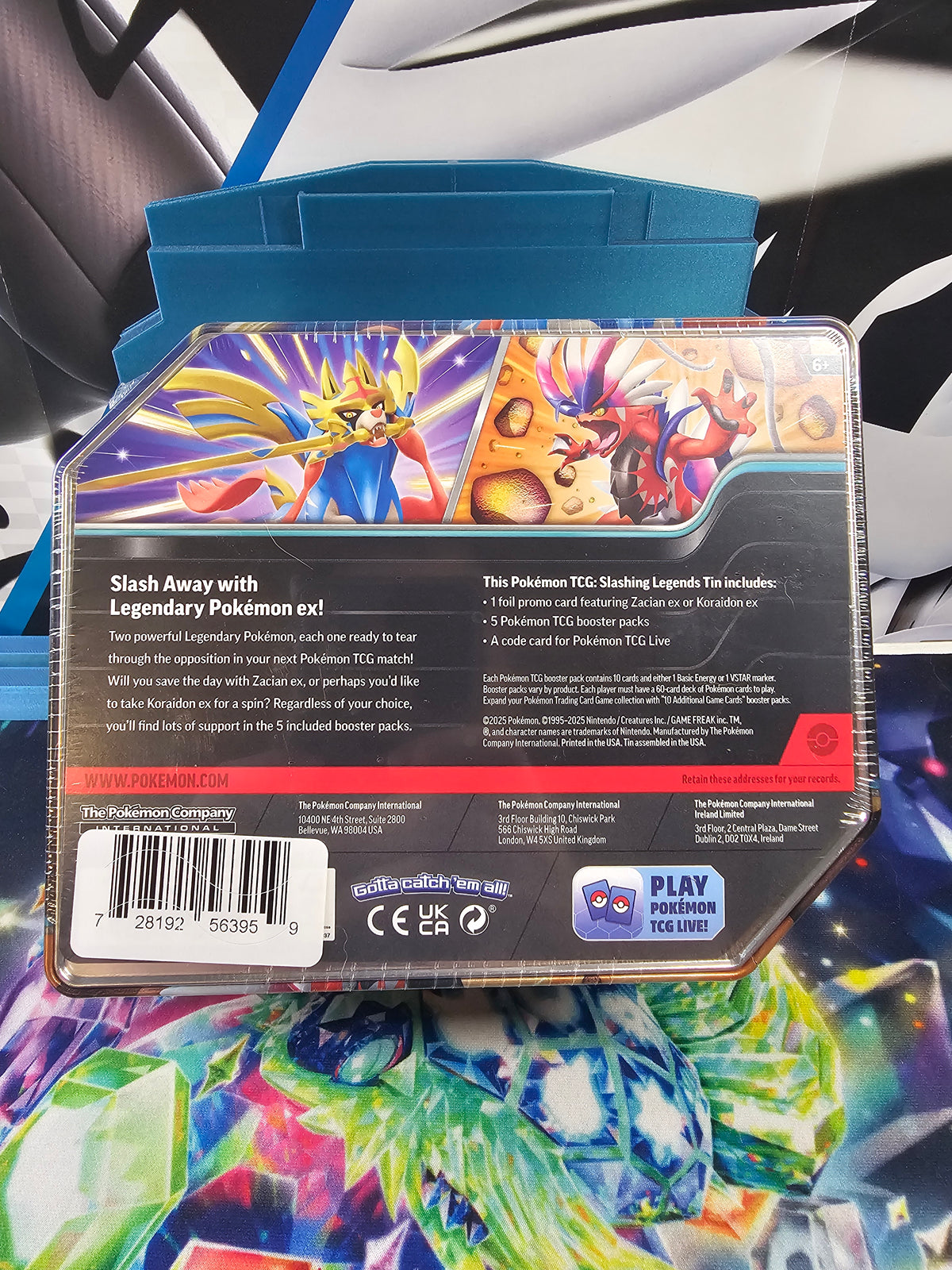 Pokémon Slashing Legends Tin Zacian ex Promo + 5 Booster Packs English